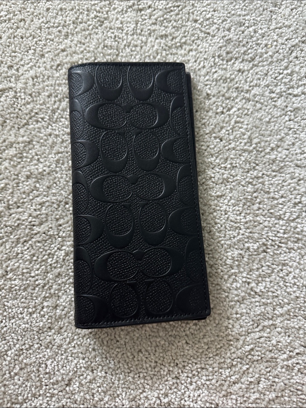 Coach Black Embossed Signature Long Card Holder
